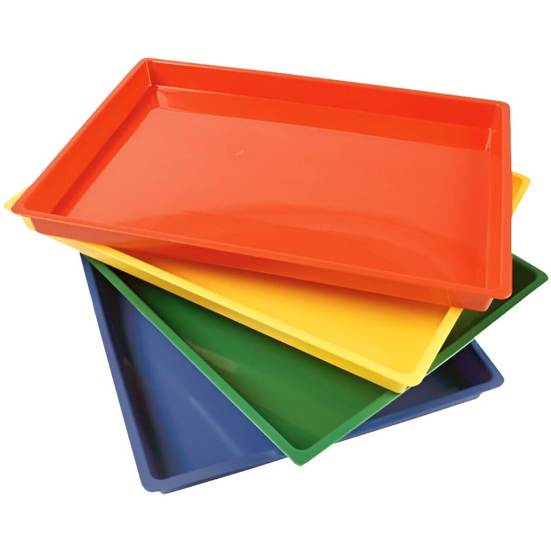 Constructive Playthings Messy Trays for Paint, Water and Sand Toys, Classroom Supplies, Toddler Toys for Creative Play, Set of 4 Trays, Ages 3 Years and Older - Image 1